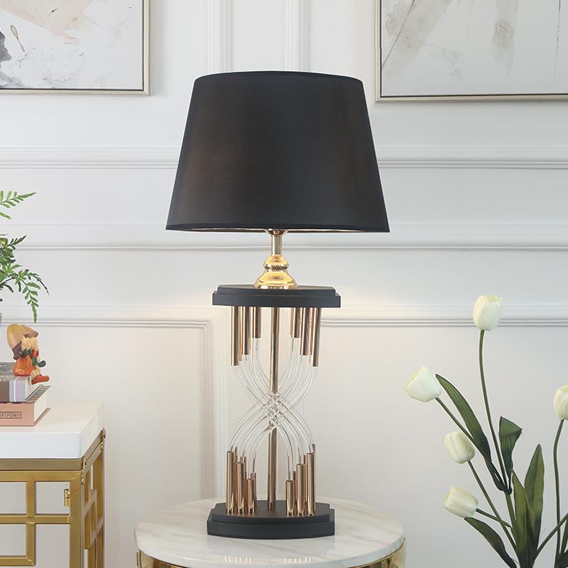 Helix glass rod black shade statement table lamp 6