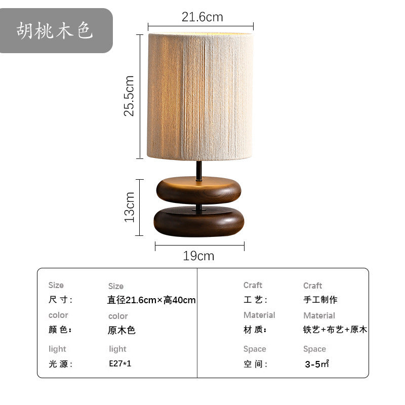 Walnut wood table lamp specifications 21.6 cm wide by 40 cm high