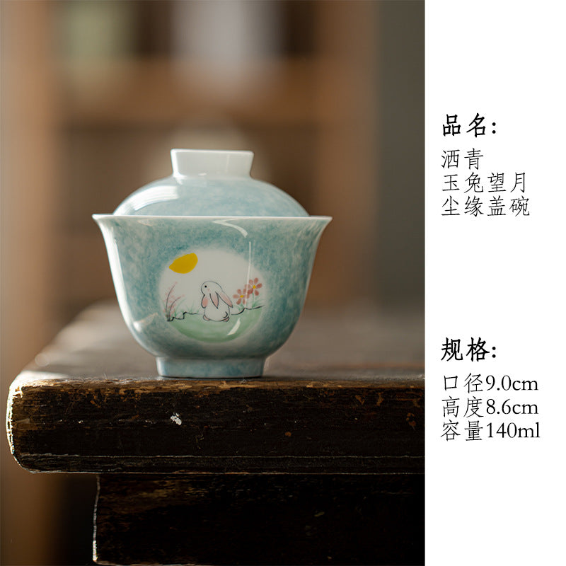 Walnut wood Gongfu tea tray styled with teaware