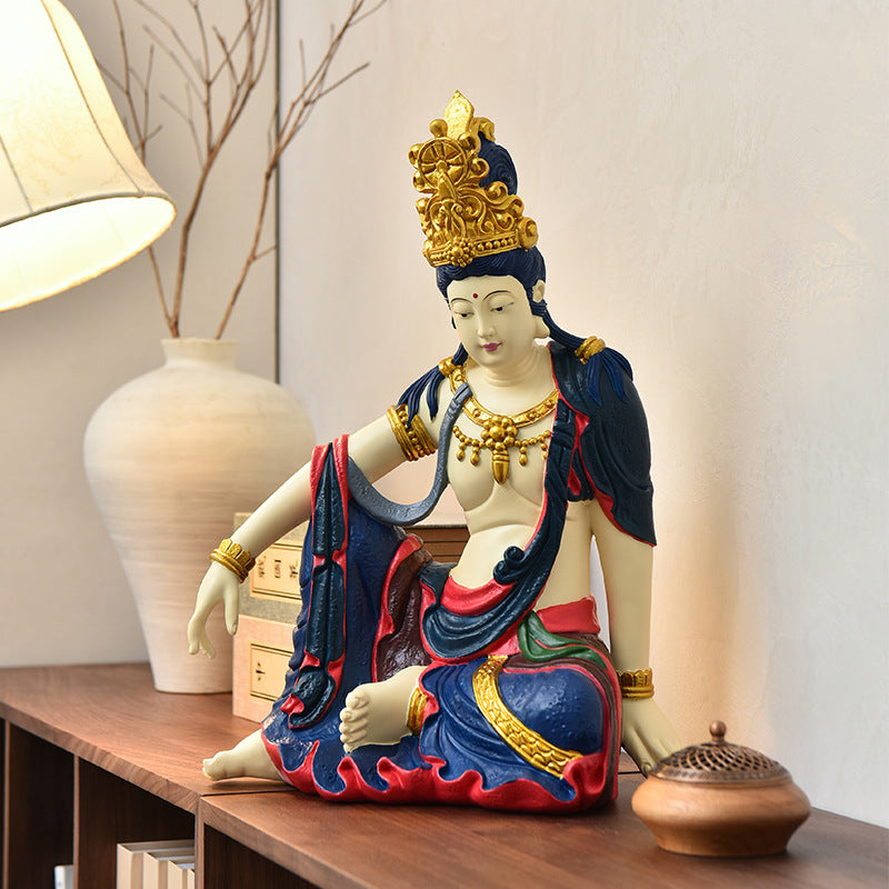 Blue Water Moon Guanyin statue for New Chinese home decor and meditation space