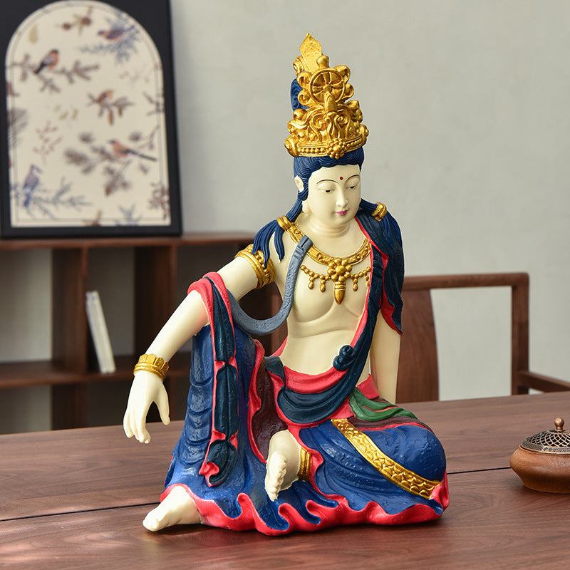 Blue Water Moon Guanyin statue styled for New Chinese home decor