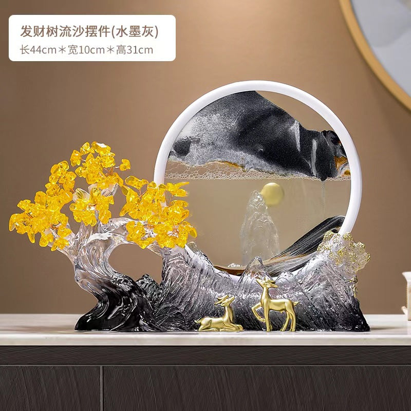 Crystal wealth tree and moving sand mountain ornament