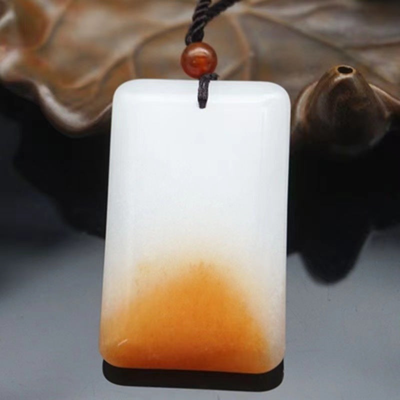 Rectangular white stone peace plaque with warm honey lower edge