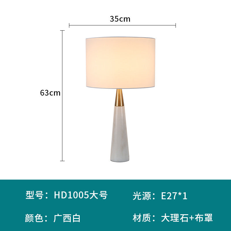 Large white marble tapered table lamp dimensions 35cm wide by 63cm high