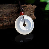 Certified Natural White Moonlight Chalcedony Safety Buckle Pendant – Icy Ping An Kou Necklace, Small & Large