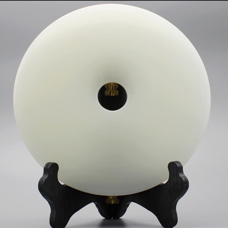 Minimal white circular peace buckle display ornament for living room or office