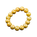Certified natural yellow jadeite 13 mm round bead bracelet front view