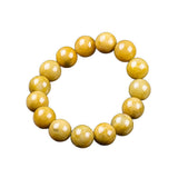 Certified Natural Grade A Yellow Jadeite Bead Bracelet – 13 mm Honey-Gold Round Jade Bracelet