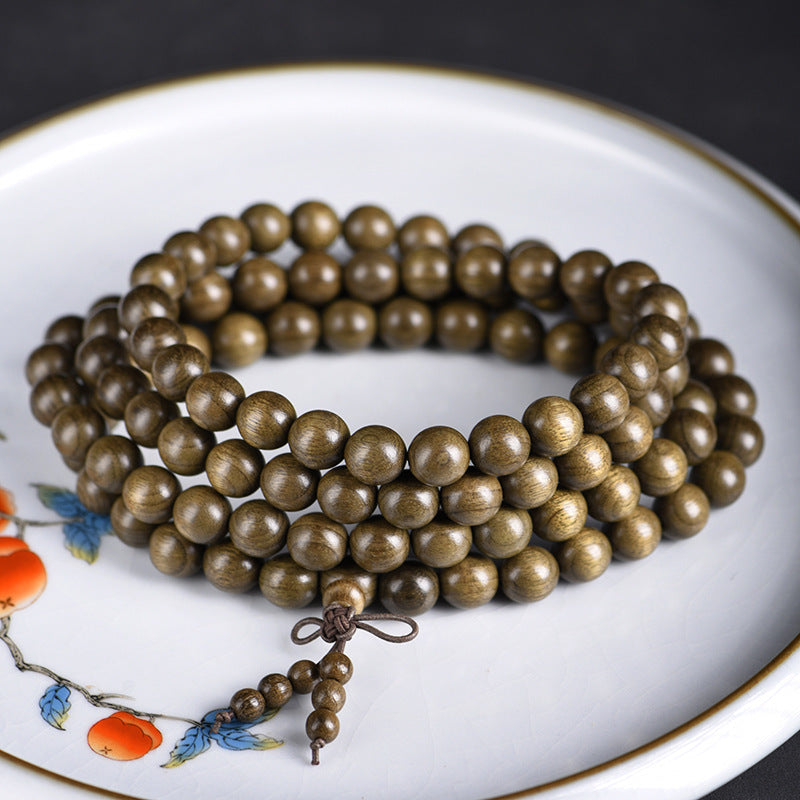 Yinchen golden-thread wood 108-bead mala arranged in multiple loops