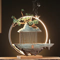 New Chinese Zen rain curtain water fountain with bonsai and warm LED ring