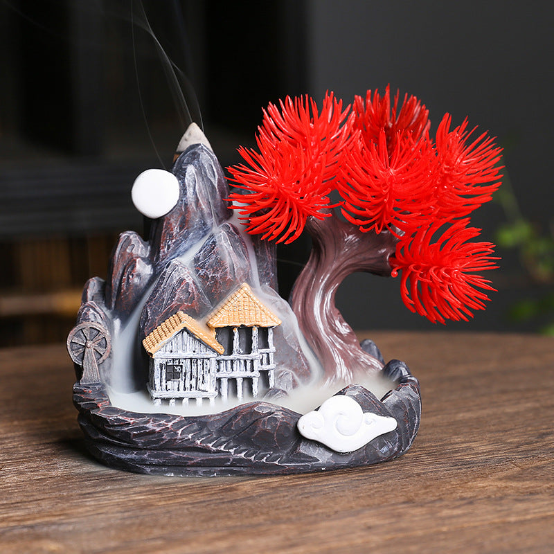 Cloud ridge red pine cottage backflow incense burner