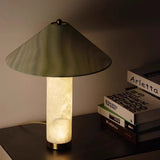 Celadon Cloud-Stone Cone Table Lamp – Translucent New Chinese Sculptural Ambient Light