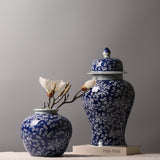 Cobalt Blue Floral Ginger Jar Collection – Open-Mouth Jar & Lidded Temple Jar