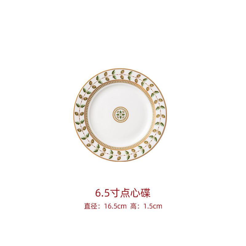 Baitu Constance botanical vine 6.5-inch porcelain dessert plate, approximately 16.5 cm diameter