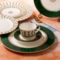 Baitu Constance emerald green and ivory French-style porcelain tableware with botanical vine motifs and gold-tone trim