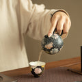 Authentic Rock Mineral White Black Glaze Blooming Flora Flared Master Teacup - 80ml Cup