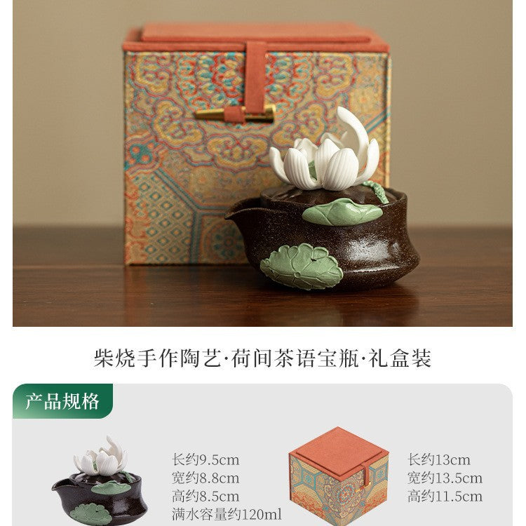 Authentic Jingdezhen Wood-Fired Handcrafted Baoping Easy-Grip Teapot - 160ml Gift Box