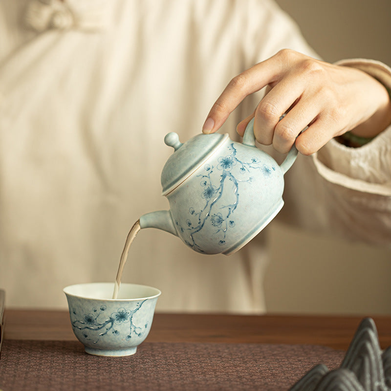 Authentic Jingdezhen Soda-Fired Winter Plum Crackle Ceramic Teapot - 180ml Gongfu Steeping Pot