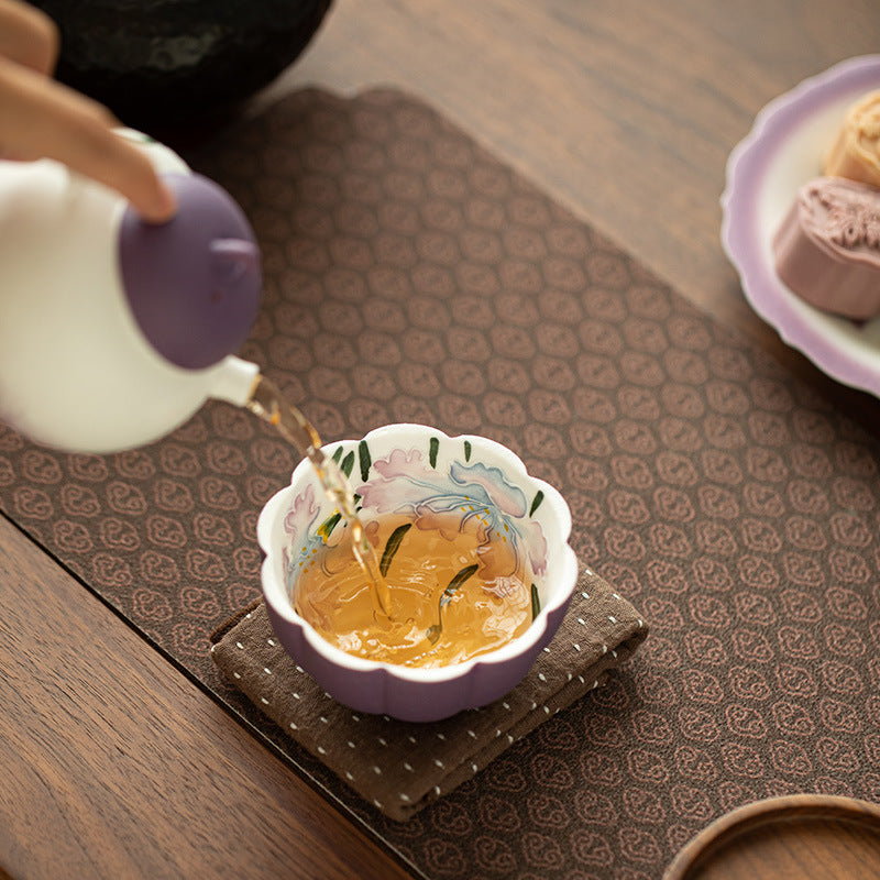Authentic Jingdezhen Rock Mineral White Stacked-Slip Relief Master Teacup - 85ml Gongfu Cup