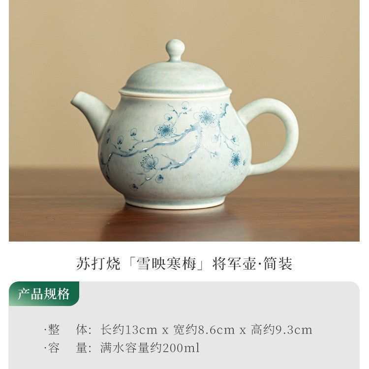 Authentic Jingdezhen Soda-Fired Winter Plum Crackle Ceramic Teapot - 180ml Gongfu Steeping Pot