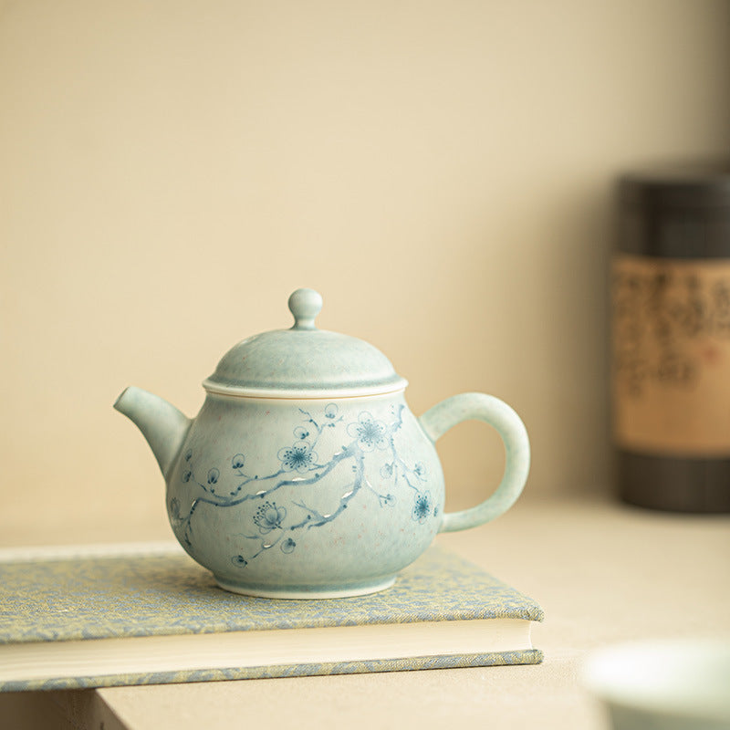 Authentic Jingdezhen Soda-Fired Winter Plum Crackle Ceramic Teapot - 180ml Gongfu Steeping Pot