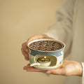 Authentic Handcrafted Soda-Glazed Lotus Rhyme Tea Warmer Candle Stove - Teaware Accessories