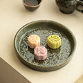 Authentic Song-Style Ge Kiln Celadon Myriad Flowers Relief Pot Bearer Tray - 19cm Teaware Accessories