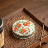 Authentic Jingdezhen Famille-Rose Ink Peach Lid Rest & Coaster Tray - Teaware Accessories