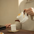 Handcrafted Embossed Ice Mutton-Fat Jade Bamboo-Joint Ceramic Teapot - 180ml Gongfu Pot
