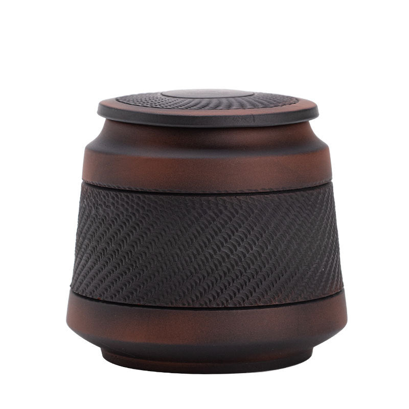 Authentic Jianshui Purple Pottery Chatter-Pattern Airtight Tea Caddy - Loose Leaf Canister