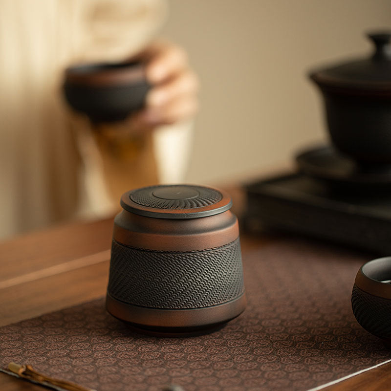 Authentic Jianshui Purple Pottery Chatter-Pattern Airtight Tea Caddy - Loose Leaf Canister