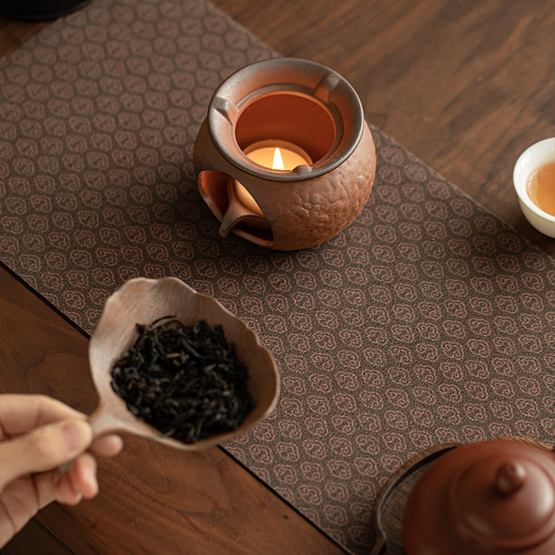 Authentic Vintage Coarse Stoneware Old Rock Clay Tea Warmer Stove & Roaster Set - Teaware Accessories