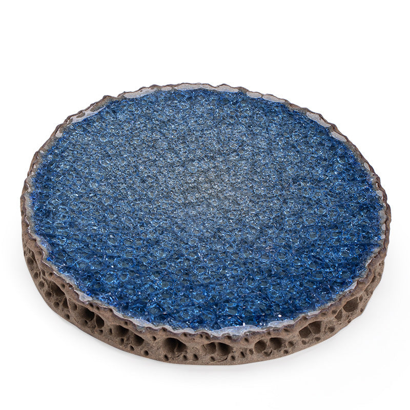 Authentic Jingdezhen Old Rock Clay Taihu Stone Blue Crystalline Pot Bearer Tray - 20cm Teaware Accessories