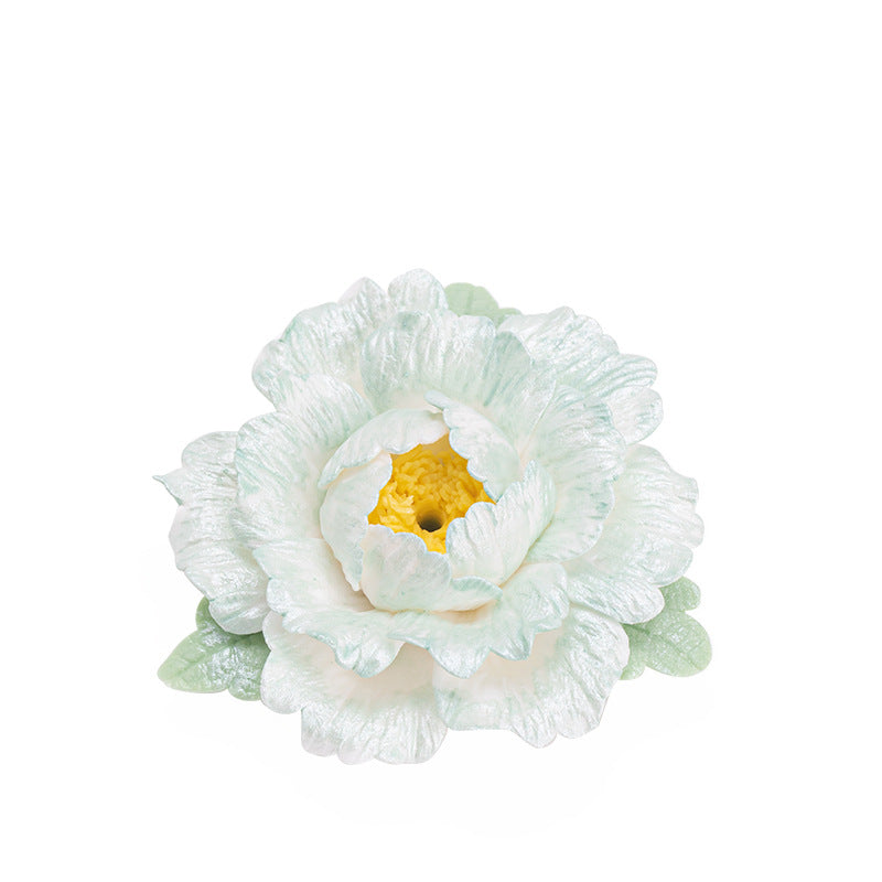 Handcrafted Ceramic Peony Blossom Incense Holder Stand - Zen Tea Table Decor