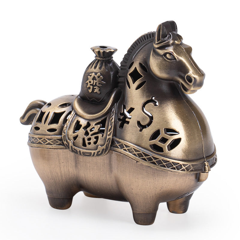 Authentic Eight Steeds Galloping Horses Alloy Censer - Desktop Coil & Stick Incense Burner