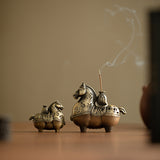 Authentic Eight Steeds Galloping Horses Alloy Censer - Desktop Coil & Stick Incense Burner