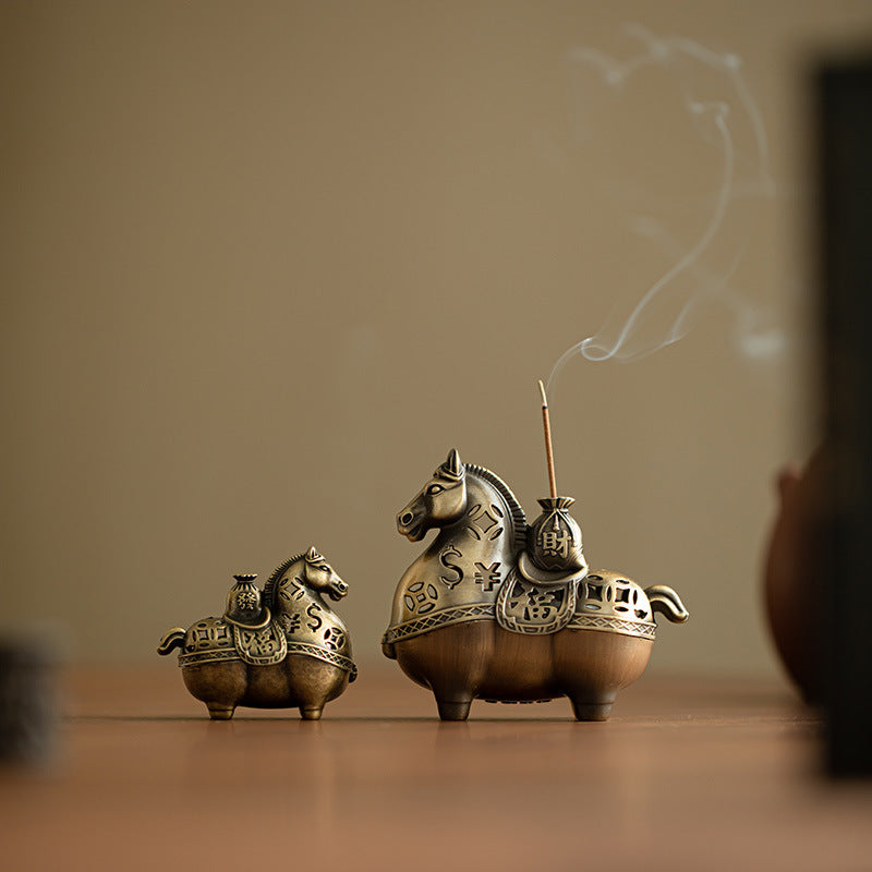 Authentic Eight Steeds Galloping Horses Alloy Censer - Desktop Coil & Stick Incense Burner