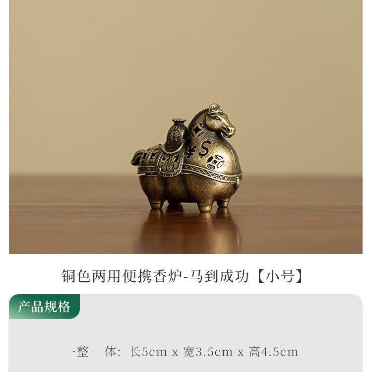 Authentic Eight Steeds Galloping Horses Alloy Censer - Desktop Coil & Stick Incense Burner
