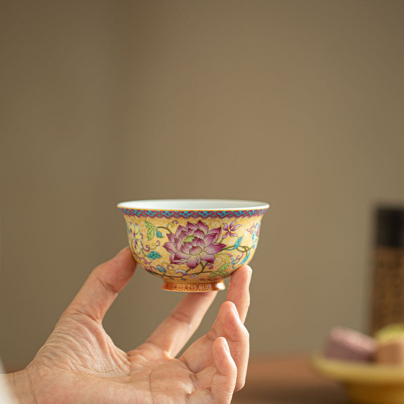 Authentic Jingdezhen Antique Enamel Palace Style Master Teacup - 80ml Gongfu Cup
