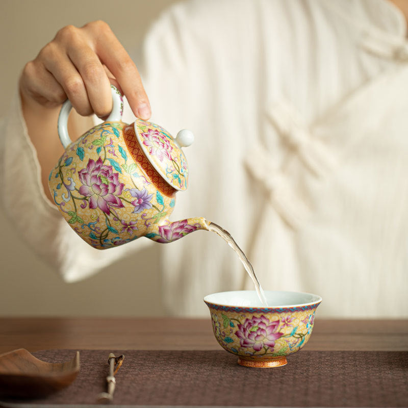 Authentic Jingdezhen Antique Enamel Palace Style Master Teacup - 80ml Gongfu Cup