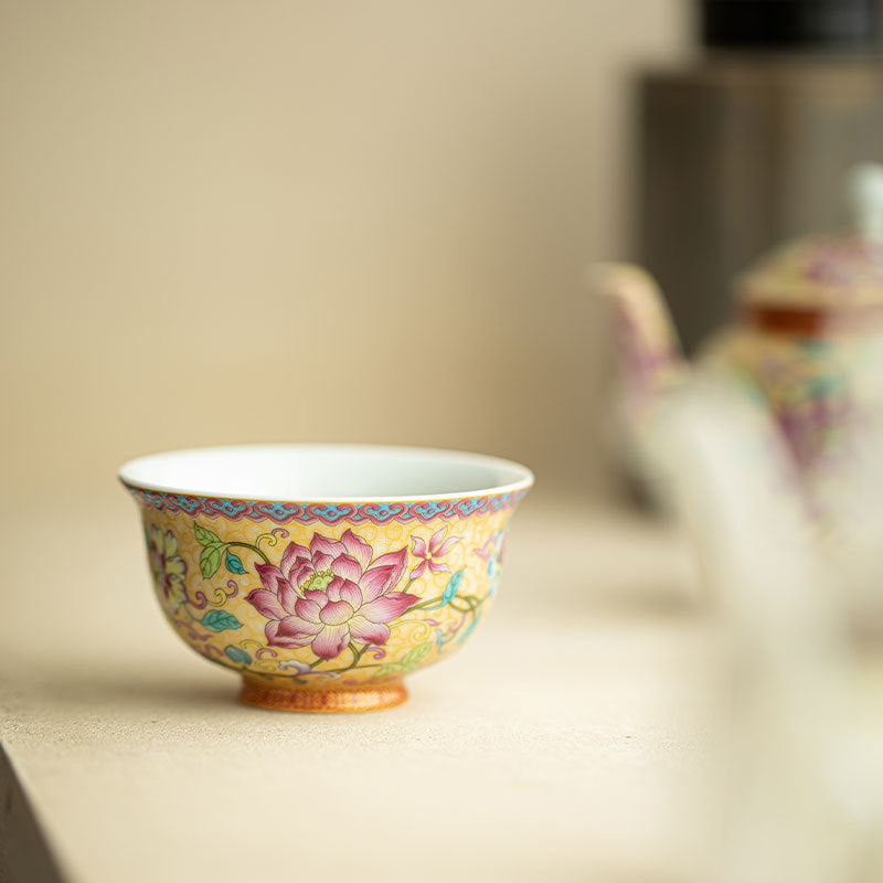 Authentic Jingdezhen Antique Enamel Palace Style Master Teacup - 80ml Gongfu Cup