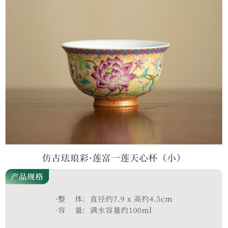 Authentic Jingdezhen Antique Enamel Palace Style Master Teacup - 80ml Gongfu Cup