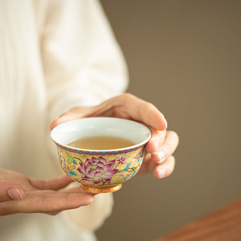 Authentic Jingdezhen Antique Enamel Palace Style Master Teacup - 80ml Gongfu Cup