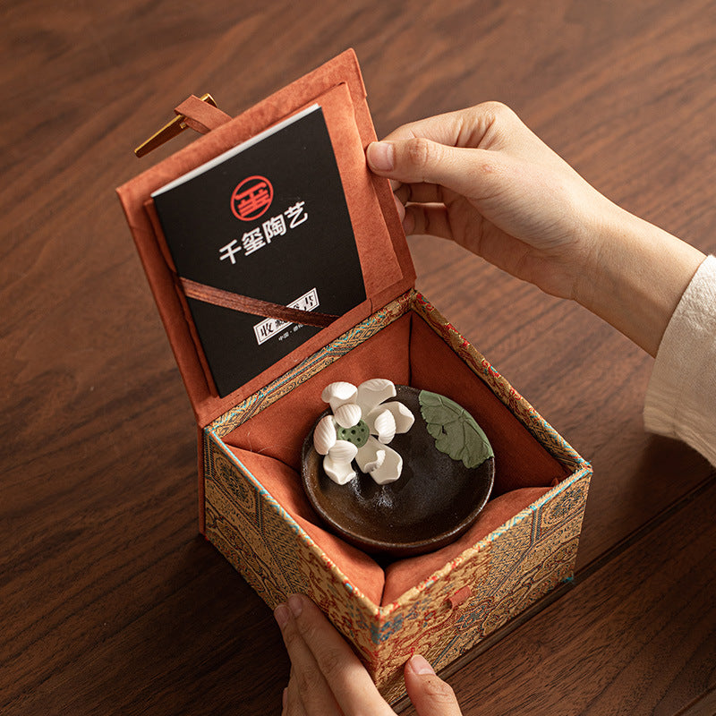 Handcrafted Qingshui Wood-Fired Floral Bud Master Teacup - 95ml Gift Box Suite