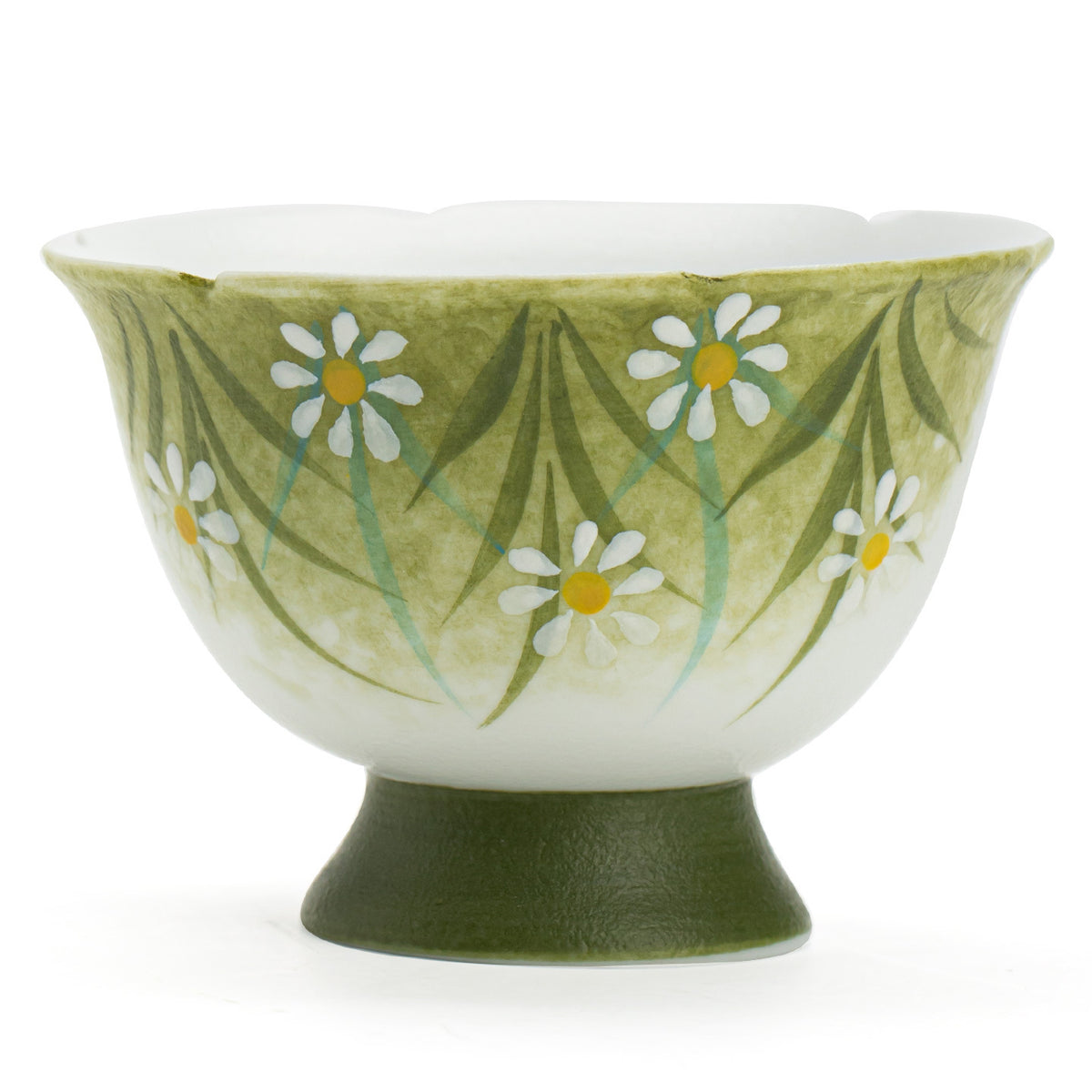 Authentic Hand-Painted Daisy Flower Flared High-Stem Master Teacup - 75ml Gongfu Cup