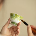Authentic Hand-Painted Daisy Flower Flared High-Stem Master Teacup - 75ml Gongfu Cup