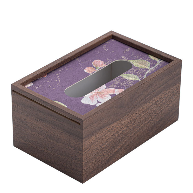 Handcrafted Luxury Faux-Wood Textured Ceramic Tissue Box Cover - Living Room Decor Teaware Accessories