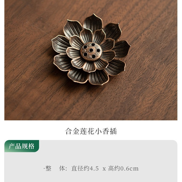 Handcrafted Alloy Lotus Incense Burner & Multi-Gauge Stick Coil Holder - Teaware Accessories