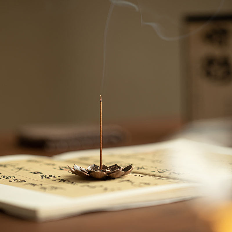 Handcrafted Alloy Lotus Incense Burner & Multi-Gauge Stick Coil Holder - Teaware Accessories