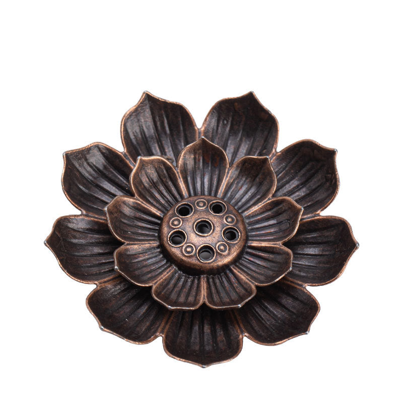 Handcrafted Alloy Lotus Incense Burner & Multi-Gauge Stick Coil Holder - Teaware Accessories